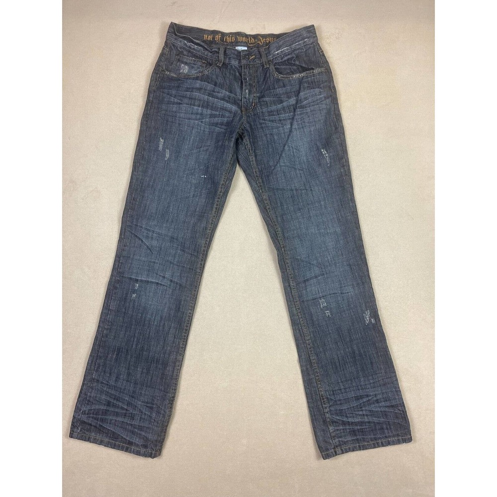 Obey Pray‎ Trust Mens 32 Blue Jeans 100% Cotton Pockets Mid Rise Slim Fit